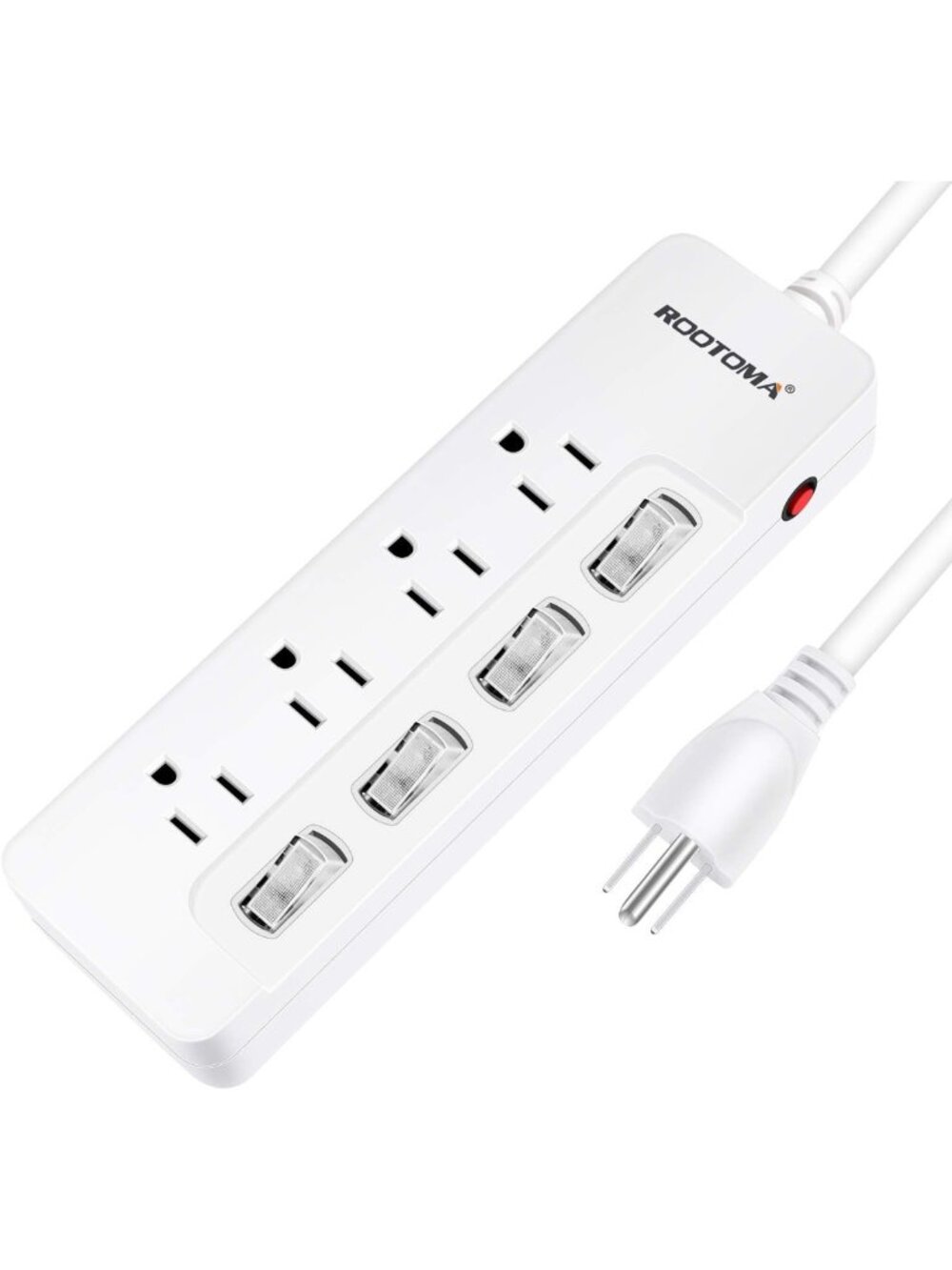 Heavy Duty 6FT Extension Cord with 4 Outlets & Individual Switches, Wall